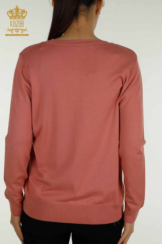 Женский вязаный свитер оптом с логотипом Сушеная роза - 11052 | КАZEE