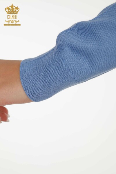 Женский вязаный свитер оптом с логотипом темно-синего цвета - 11052 | КАZEE - Thumbnail
