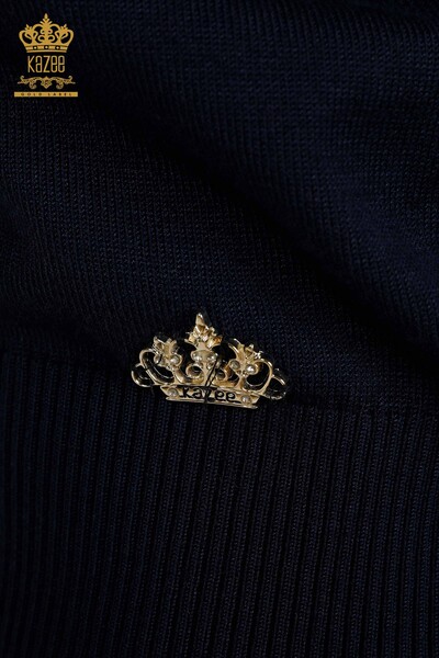 Женский вязаный свитер оптом с логотипом темно-синего цвета - 30253 | КАZEE - Thumbnail