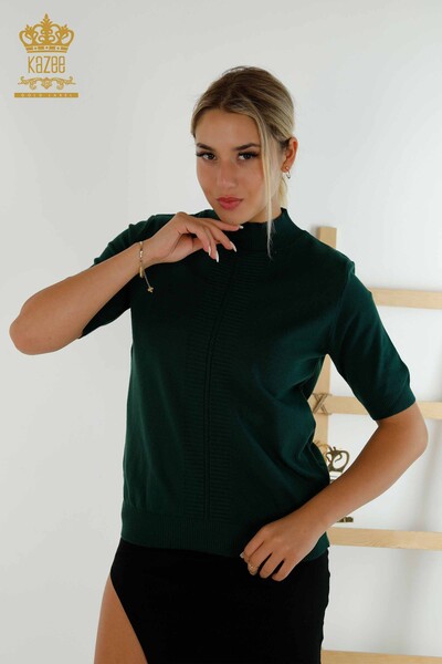 Женский вязаный свитер оптом с коротким рукавом Nefti - 30334 | КАZEE - Thumbnail