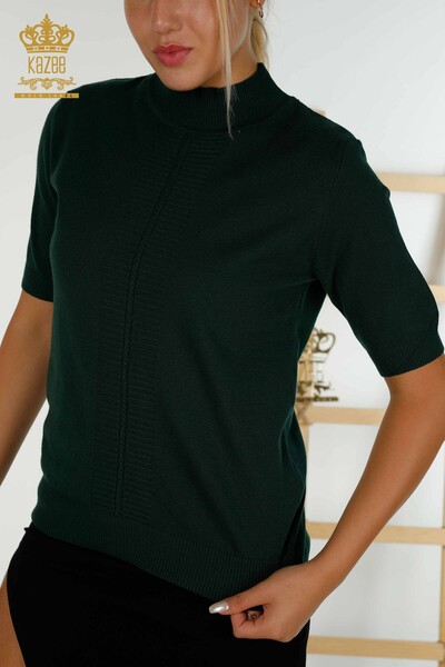 Женский вязаный свитер оптом с коротким рукавом Nefti - 30334 | КАZEE - Thumbnail