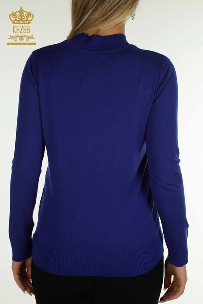 Женский вязаный свитер оптом с вышивкой из бисера Сакс - 30672 | КАZEE - Thumbnail