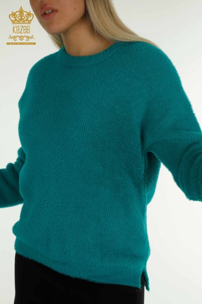 Kazee - Женский трикотажный свитер оптом с длинным рукавом Бирюзовый - 30775 | КАZEE (1)