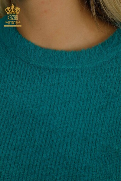 Женский трикотажный свитер оптом с длинным рукавом Бирюзовый - 30775 | КАZEE - Thumbnail