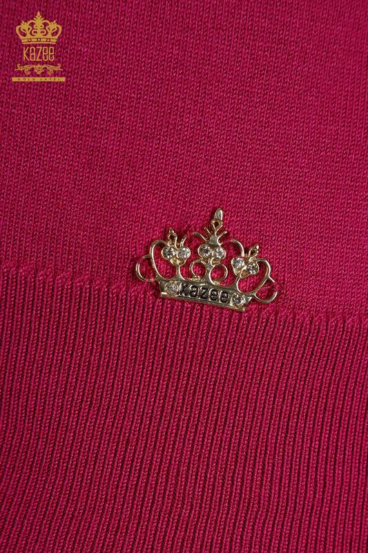 Женский вязаный свитер с длинным рукавом цвета фуксии оптом - 11071 | КАZEE