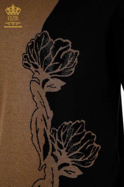 Женский вязаный свитер оптом, два цвета, черный - 30197 | КАZEE - Thumbnail