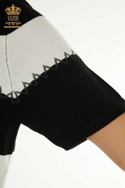Женский вязаный свитер оптом двух цветов черного цвета экрю - 30351 | КАZEE - Thumbnail