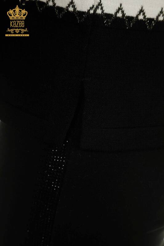 Женский вязаный свитер оптом двух цветов черного цвета экрю - 30351 | КАZEE