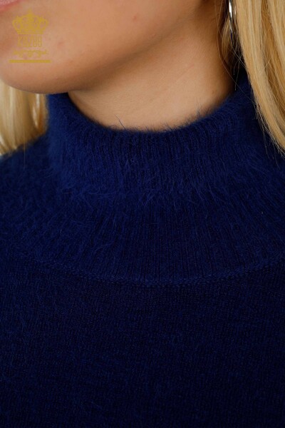 Женский вязаный свитер оптом с вышивкой камнями Ангора Сакс - 18894 | КАZEE - Thumbnail