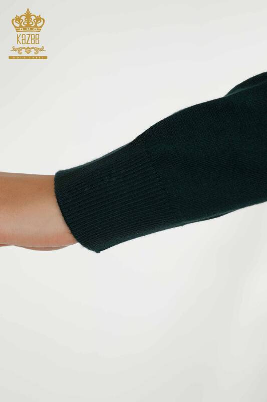 Женский вязаный свитер оптом с каменной вышивкой Нефти - 30146 | КАZEE
