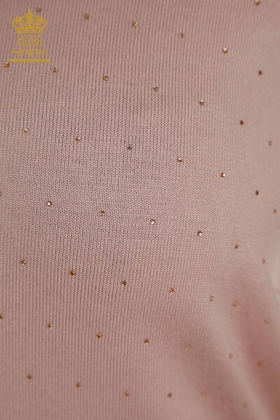 Женский вязаный свитер оптом с вышивкой камнями - 30677 | КАZEE - Thumbnail