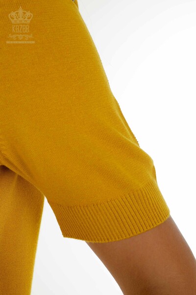 Женский вязаный свитер оптом с вышивкой шафраном - 30491 | КАZEE - Thumbnail