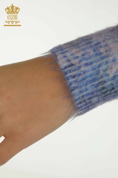 Женский вязаный свитер оптом с цифровой вышивкой камнями - 40026 | КАZEE - Thumbnail