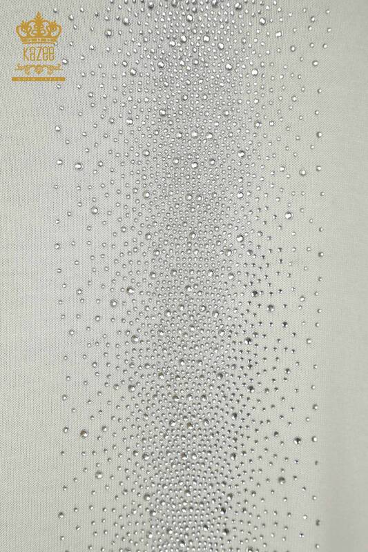 Женский вязаный свитер оптом с вышивкой кристаллами экрю - 30602 | КАZEE