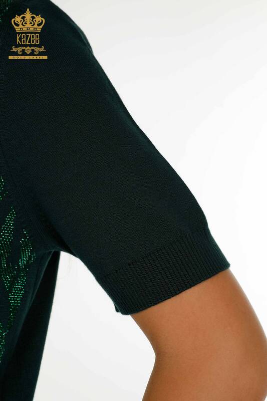 Женский вязаный свитер оптом с вышивкой кристаллами камня Нефти - 30332 | КАZEE