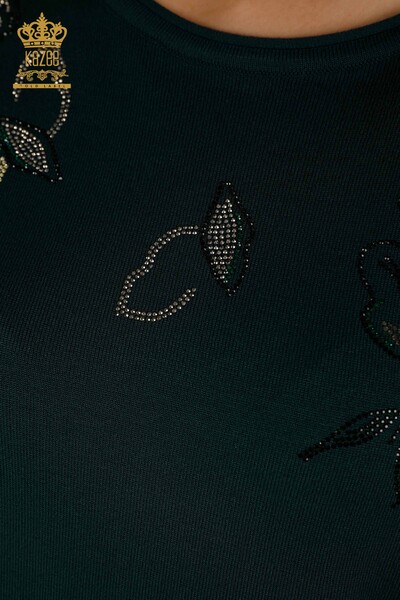 Женский вязаный свитер оптом с вышивкой кристаллами камня Нефти - 30467 | КАZEE - Thumbnail