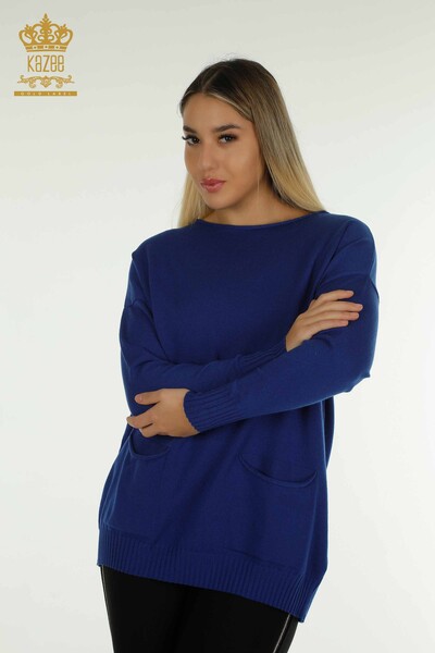 Пуговицы женского трикотажного свитера оптом, электрический цвет - 30178 | КАZEE - Thumbnail
