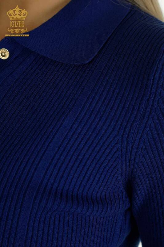 Женский трикотажный свитер оптом на пуговицах Сакс - 30364 | КАZEE