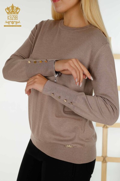 Kazee - Женский вязаный свитер из норки с круглым вырезом оптом - 30508 | КАZEE (1)