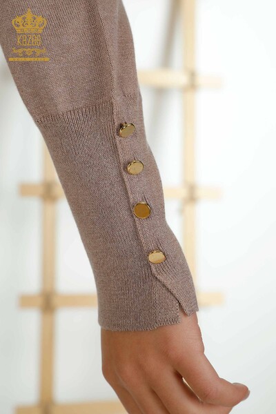 Женский вязаный свитер из норки с круглым вырезом оптом - 30508 | КАZEE - Thumbnail (2)