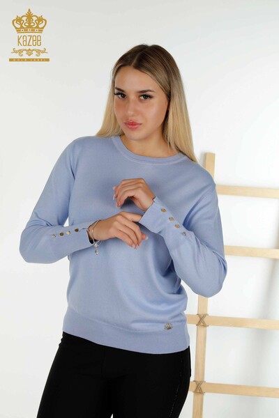 Kazee - Женский свитер с круглым вырезом оптом, синий - 30508 | КАZEE