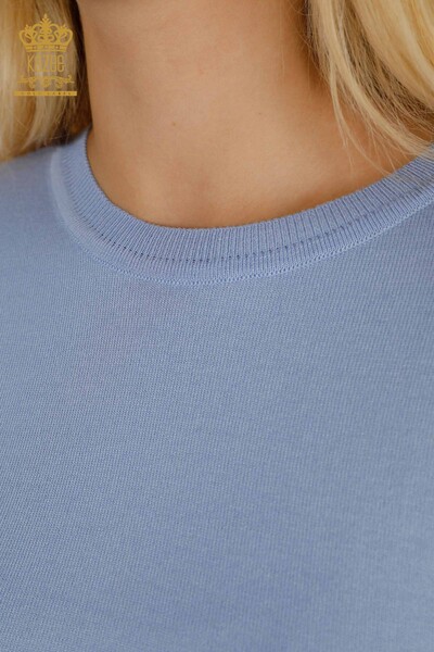 Женский свитер с круглым вырезом оптом, синий - 30508 | КАZEE - Thumbnail (2)