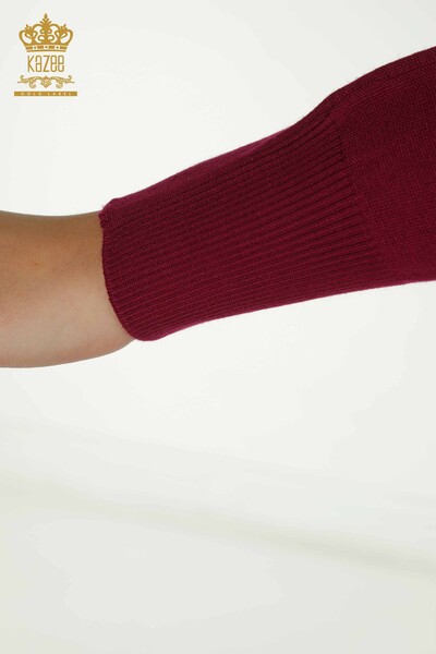 Женский вязаный свитер оптом с леопардовой вышивкой, сиреневый - 30633 | КАZEE - Thumbnail