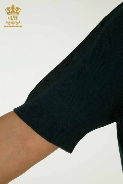 Женский вязаный свитер оптом с леопардовой вышивкой Нефти - 30329 | КАZEE - Thumbnail