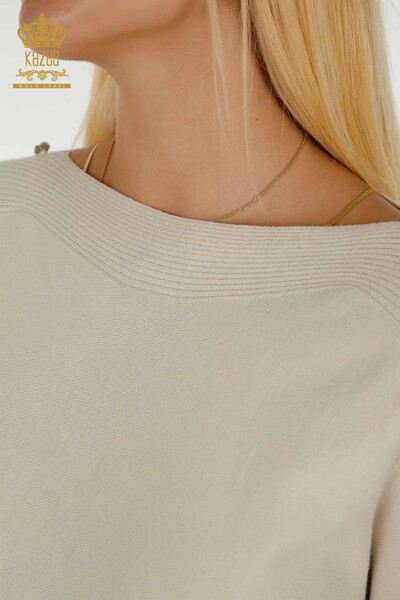 Женский трикотаж оптом, свитер с плечами, бежевый - 30192 | КАZEE - 3