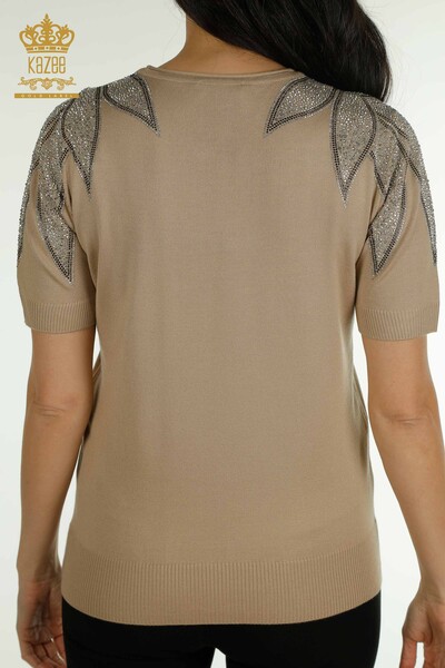 Женский вязаный свитер оптом из норки с вышивкой камнями - 30792 | КАZEE - Thumbnail