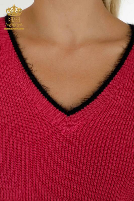 Женский вязаный свитер оптом цвета фуксии - 19042 | КАZEE