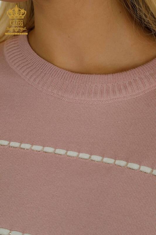 Женский трикотажный свитер в полоску оптом - 30795 | КАZEE