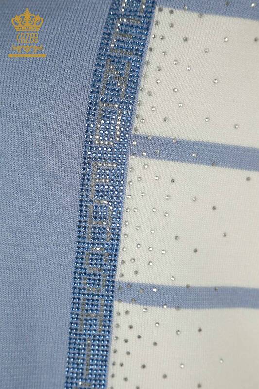 Женский трикотаж в полоску оптом, синий свитер - 30699 | КАZEE