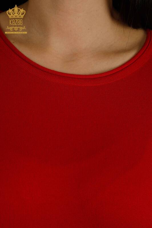 Красный женский трикотаж с рукавами-свитерами с розами оптом - 15374 | КАZEE