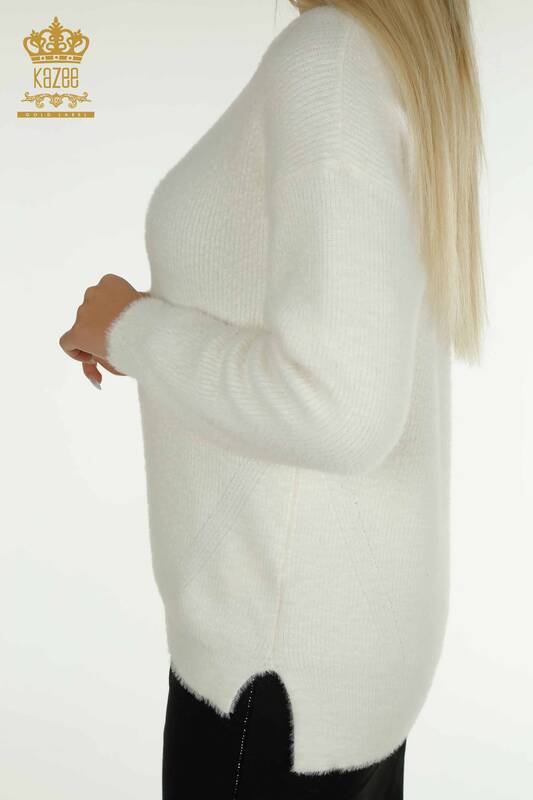 Женский вязаный свитер с длинным рукавом оптом, белый - 30775 | КАZEE