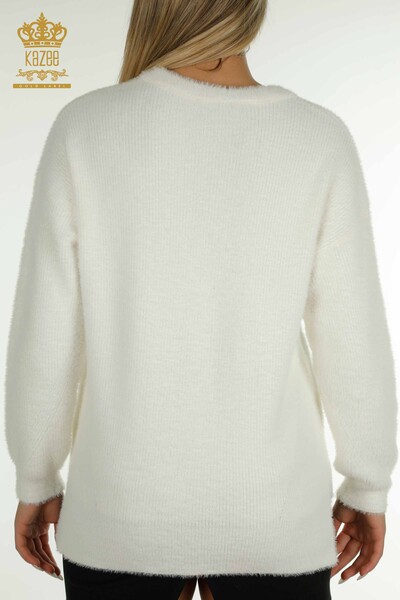 Женский вязаный свитер с длинным рукавом оптом, белый - 30775 | КАZEE - Thumbnail