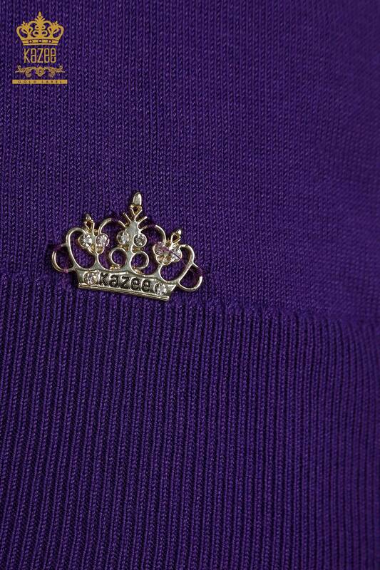 Женский вязаный свитер с длинным рукавом оптом, фиолетовый - 11071 | КАZEE