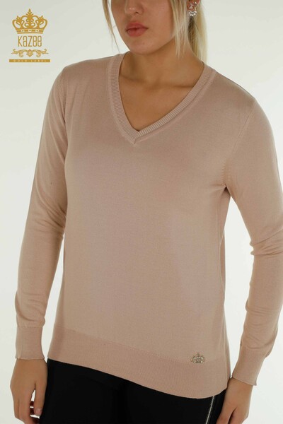 Женский вязаный свитер с длинным рукавом оптом - 11071 | КАZEE - Thumbnail