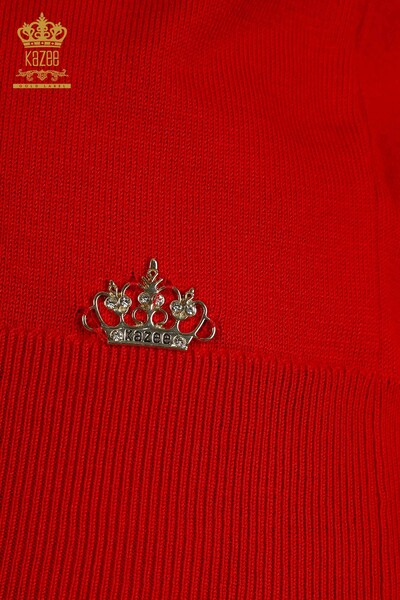 Женский вязаный свитер с длинным рукавом оптом, красный - 11071 | КАZEE - Thumbnail