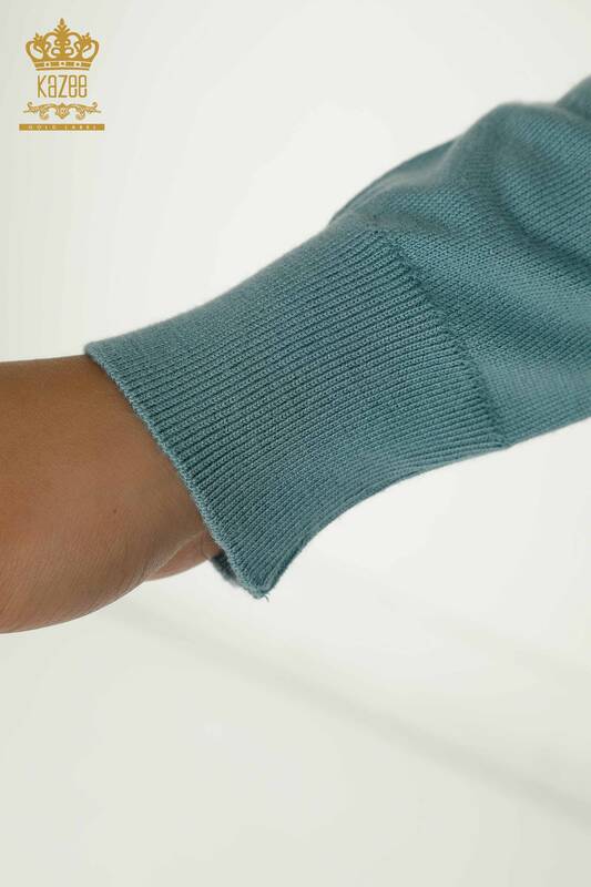 Женский вязаный свитер с длинным рукавом оптом, мятный - 11071 | КАZEE