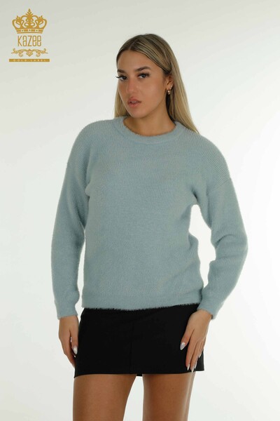 Kazee - Женский вязаный свитер с длинным рукавом оптом, мятный - 30775 | КАZEE