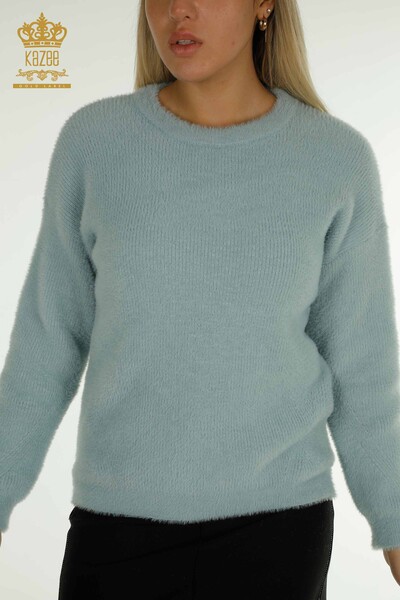 Kazee - Женский вязаный свитер с длинным рукавом оптом, мятный - 30775 | КАZEE (1)
