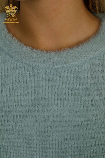 Женский вязаный свитер с длинным рукавом оптом, мятный - 30775 | КАZEE - Thumbnail (2)