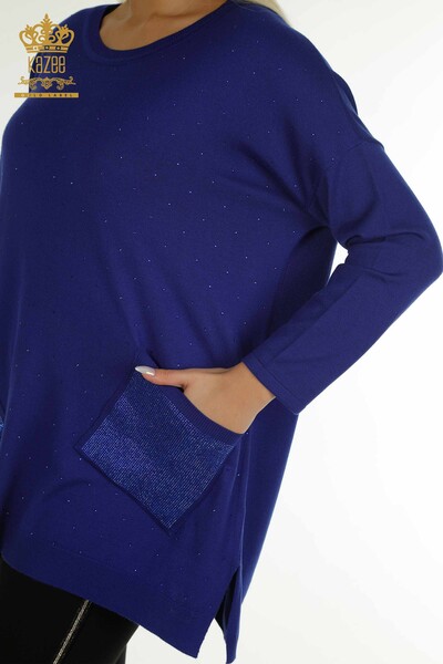 Женский вязаный свитер с длинным рукавом оптом, электрический цвет - 30624 | КАZEE - Thumbnail
