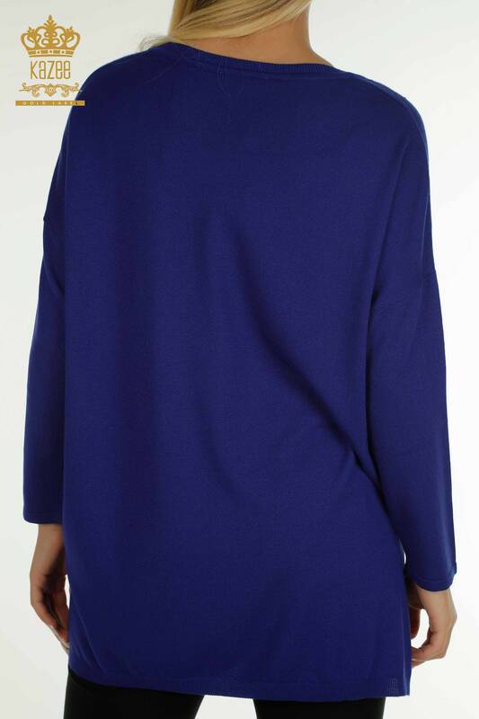 Женский вязаный свитер с длинным рукавом оптом, электрический цвет - 30624 | КАZEE