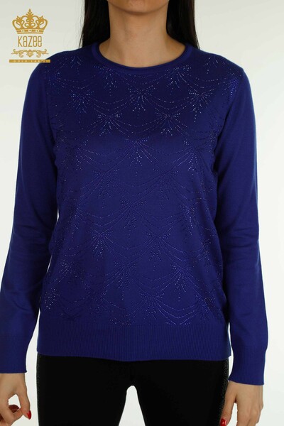 Kazee - Женский вязаный свитер с длинным рукавом оптом, электрический цвет - 30635 | КАZEE (1)