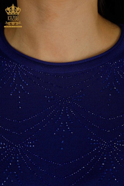 Женский вязаный свитер с длинным рукавом оптом, электрический цвет - 30635 | КАZEE - Thumbnail