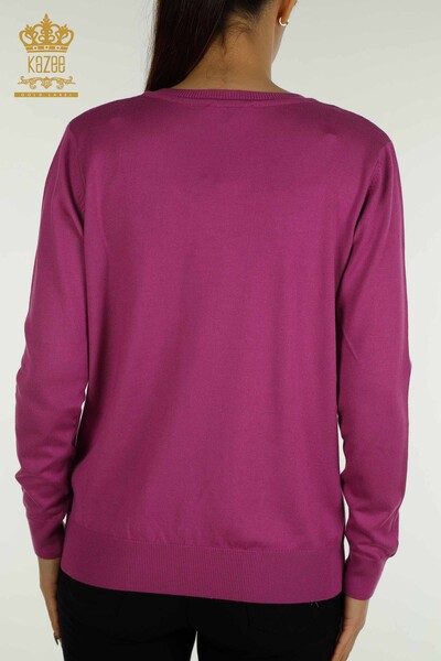 Женский вязаный свитер с длинным рукавом оптом, сиреневый - 11071 | КАZEE - Thumbnail