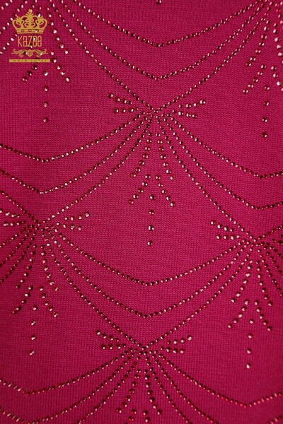 Женский вязаный свитер с длинным рукавом оптом, фиолетовый - 30635 | КАZEE - Thumbnail