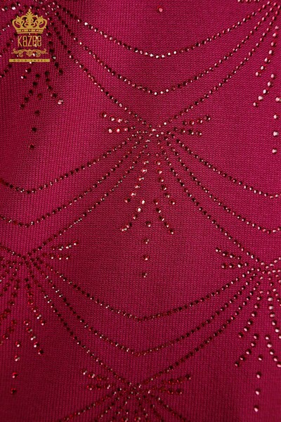 Женский вязаный свитер с длинным рукавом оптом, фиолетовый - 30635 | КАZEE - Thumbnail